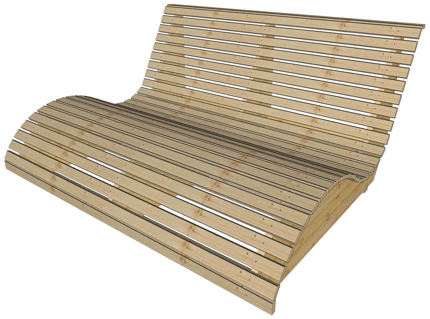 Sonnenliege I - Geschwungene Wellness Liege aus Holz